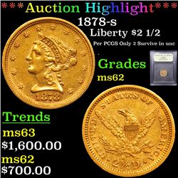 ***Auction Highlight*** 1878-s Gold Liberty Quarter Eagle $2 1/2 Graded Select Unc BY USCG (fc)