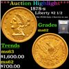 Image 1 : ***Auction Highlight*** 1878-s Gold Liberty Quarter Eagle $2 1/2 Graded Select Unc BY USCG (fc)
