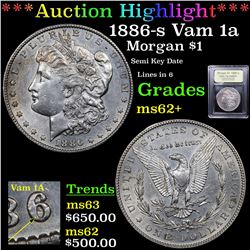 ***Auction Highlight*** 1886-s Vam 1a Morgan Dollar $1 Graded Select Unc By USCG (fc)