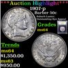 Image 1 : ***Auction Highlight*** 1907-p Barber Half Dollars 50c Graded Choice Unc By USCG (fc)