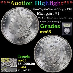 *Highligh Of Entire Auction** 1880-o Top 100 Vam 48 'Hangnail' R6 Morgan $1 Graded GEM Unc USCG (fc)
