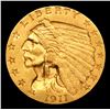 Image 2 : ***Auction Highlight*** 1911-p Gold Indian Quarter Eagle $2 1/2 Graded Choice Unc By USCG (fc)