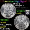 Image 1 : ***Auction Highlight*** 1886-p Morgan Dollar $1 Graded Gem++ Unc By USCG (fc)