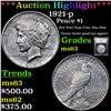 Image 1 : ***Auction Highlight*** 1921-p Peace Dollar $1 Graded Select Unc By USCG (fc)
