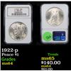 Image 1 : NGC 1922-p Peace Dollar $1 Graded ms64 By NGC