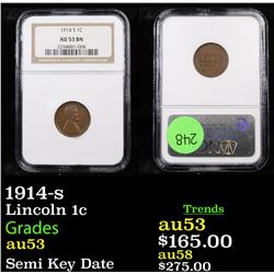 NGC 1914-s Lincoln Cent 1c Graded au53 By NGC
