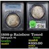 Image 1 : PCGS 1898-p Rainbow Toned Morgan Dollar $1 Graded ms63 By PCGS