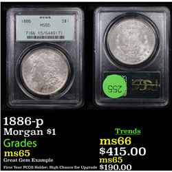 1886-p Morgan Dollar $1 Graded ms65 By PCGS