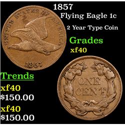 1857 Flying Eagle Cent 1c Grades xf