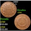 Image 1 : 1867 Two Cent Piece 2c Grades vf++