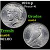Image 1 : 1924-p Peace Dollar $1 Grades Choice Unc
