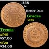 Image 1 : 1868 Two Cent Piece 2c Grades vf++