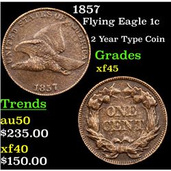 1857 Flying Eagle Cent 1c Grades xf+
