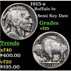 1915-s Buffalo Nickel 5c Grades vf+
