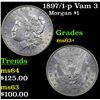 Image 1 : 1897/1-p Vam 3 Morgan Dollar $1 Grades Select+ Unc