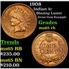 Image 1 : 1908 Indian Cent 1c Grades GEM Unc RB