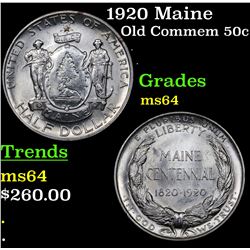 1920 Maine Old Commem Half Dollar 50c Grades Choice Unc