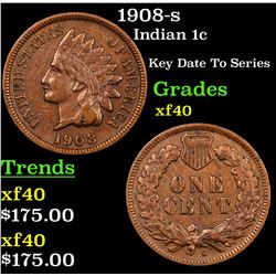 1908-s Indian Cent 1c Grades xf