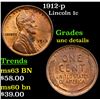 Image 1 : 1912-p Lincoln Cent 1c Grades Unc Details