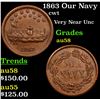 Image 1 : 1863 Our Navy Civil War Token 1c Grades Choice AU/BU Slider