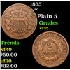 Image 1 : 1865 Two Cent Piece 2c Grades vf++