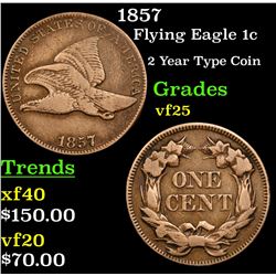 1857 Flying Eagle Cent 1c Grades vf+