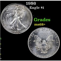 1986 Silver Eagle Dollar $1 Grades Gem++ Unc