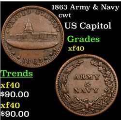 1863 Army & Navy Civil War Token 1c Grades xf