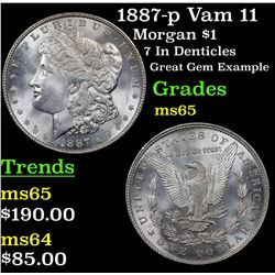 1887-p Vam 11 Morgan Dollar $1 Grades GEM Unc