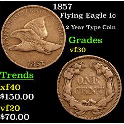 1857 Flying Eagle Cent 1c Grades vf++