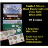 Image 1 : Group of 6 United States Mint Sets in Original Government Packaging 1993-1998 61 coins Grades