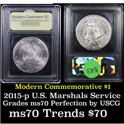 2015-p U.S. Marshals Service Modern Commem Dollar $1 Graded ms70, Perfection By USCG