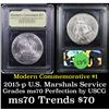 Image 1 : 2015-p U.S. Marshals Service Modern Commem Dollar $1 Graded ms70, Perfection By USCG