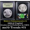 Image 1 : 1994-d Capitol Modern Commem Dollar $1 Graded ms70, Perfection By USCG