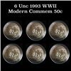 Image 1 : Group of 6 1993-p WWII Modern Commem 50c Modern Commem Half Dollar 50c Grades
