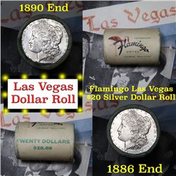 ***Auction Highlight*** Full Morgan/Peace Flamingo Hotel silver $1 roll $20, 1886 & 1890 ends (fc)