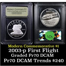 Proof 2003-P First Flight Modern Commem Dollar $1 Graded GEM++ Proof Deep Cameo By USCG