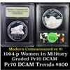 Image 1 : Proof ***Auction Highlight*** 1994-P Women Veterans Modern Commem Dollar $1 Graded GEM++ Proof Deep 