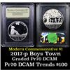 Image 1 : Proof 2017-P Boys Town Centennial Modern Commem Dollar $1 Graded GEM++ Proof Deep Cameo By USCG