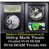 Image 1 : Proof 2016-P Mark Twain Modern Commem Dollar $1 Graded GEM++ Proof Deep Cameo By USCG