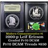 Image 1 : Proof ***Auction Highlight*** 2000-P Leif Ericson Modern Commem Dollar $1 Graded GEM++ Proof Deep Ca