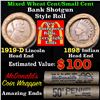 Image 1 : Mixed small cents 1c orig shotgun roll, 1919-d Wheat Cent, 1898 Indian Cent other end, McDonalds Wra