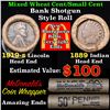 Image 1 : Mixed small cents 1c orig shotgun roll, 1919-s Wheat Cent, 1889 Indian Cent other end,McDnalds Wrapp
