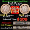 Image 1 : Mixed small cents 1c orig shotgun roll, 1918-d Wheat Cent, 1899 Indian Cent other end, McDonalds Wra