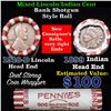 Image 1 : Mixed small cents 1c orig shotgun roll, 1918-s Wheat Cent, 1899 Indian Cent other end, N.F. String &