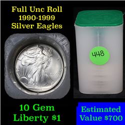 ***Auction Highlight*** Roll of Silver Eagle $1 1990-1999 10 coins (fc)