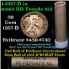 Image 1 : ***Auction Highlight*** Uncirculated 1c orig shotgun roll, 1957-d  In Old Brinks wrapper  (fc)