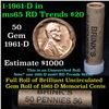 Image 1 : ***Auction Highlight*** Uncirculated 1c orig shotgun roll, 1961-d  In Old Brinks wrapper  (fc)