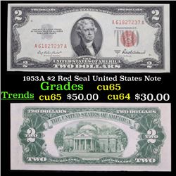 1953A $2 Red Seal United States Note Grades Gem CU