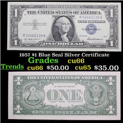 1957 $1 Blue Seal Silver Certificate Grades Gem+ CU